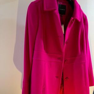 Talbots bright pink wool outdoor coat. NWT size 16. Pretty collar; button down.